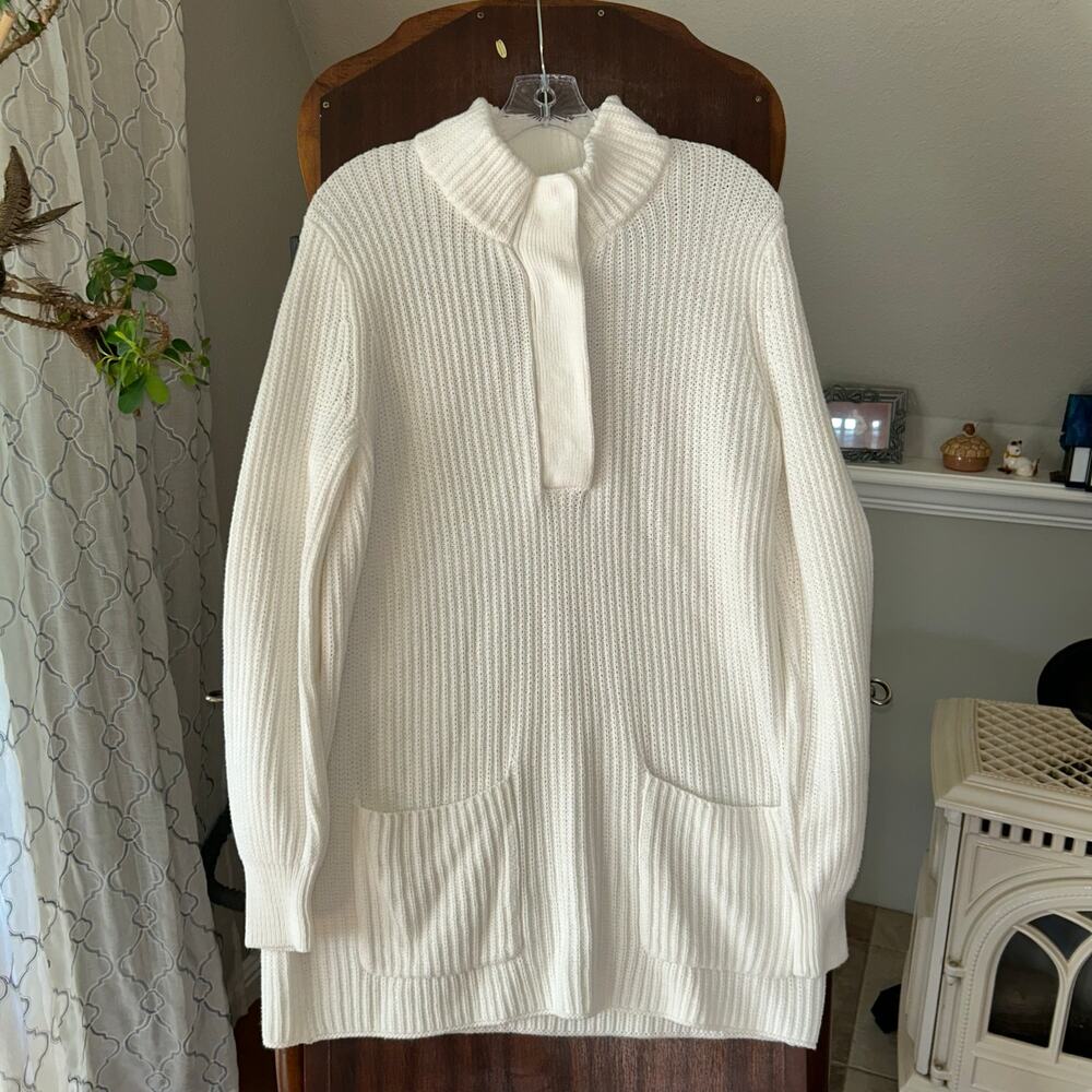 Soft surroundings white knit Highland Tunic Sweater medium 2BV93